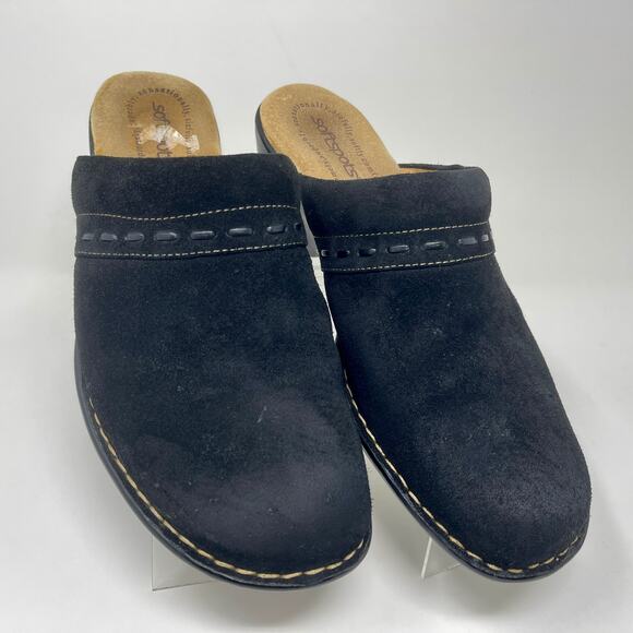 Softspots Mule Clogs Black Suede Comfort Shoes Womens 9 Wide 00.1=I.10.9 - Picture 6 of 10